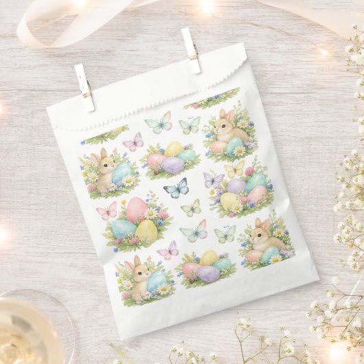 Pastel Easter Eggs & Bunnies Flowers & Butterflies Bedankzakje (Geknipt)
