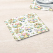 Pastel Easter Eggs & Bunnies Flowers & Butterflies Kartonnen Onderzetters (Schuin)