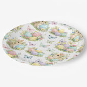 Pastel Easter Eggs & Bunnies Flowers & Butterflies Papieren Bordje (Gekanteld)
