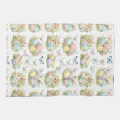 Pastel Easter Eggs & Bunnies Flowers & Butterflies Theedoek (Horizontaal)