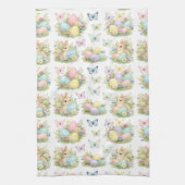 Pastel Easter Eggs & Bunnies Flowers & Butterflies Theedoek (Verticaal)