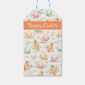 Pastel Easter Eggs & Carrots Watercolor Pattern  Cadeaulabel (Voorkant)