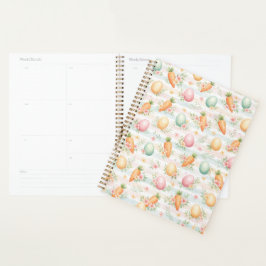 Pastel Easter Eggs & Carrots Watercolor Pattern Planner