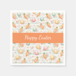 Pastel Easter Eggs & Carrots Watercolor Pattern  Servet