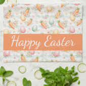 Pastel Easter Eggs & Carrots Watercolor Pattern  Theedoek (Gevouwen)