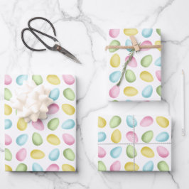 Pastel Easter Eggs Colorful Watercolor Pattern Inpakpapier Vel