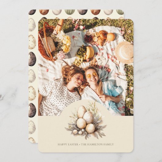 Pastel Easter Eggs Design with Photo Personalized Feestdagenkaart (Voorkant / Achterkant)