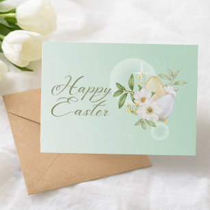 Pastel Easter Eggs Floral Christelijk Happy Easter Notitiekaartje