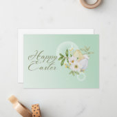 Pastel Easter Eggs Floral Christelijk Happy Easter Notitiekaartje (Voorkant / Achterkant in situ)