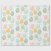 Pastel Easter Eggs Floral Pattern - Cute Spring  Cadeaupapier (Vlak)