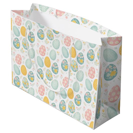 Pastel Easter Eggs Floral Pattern - Cute Spring Groot Cadeauzakje (Achterkant Gekanteld)