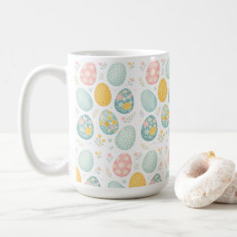 Pastel Easter Eggs Floral Pattern - Cute Spring  Koffiemok
