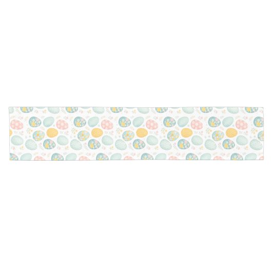 Pastel Easter Eggs Floral Pattern - Cute Spring Korte Tafelloper (Horizontaal)