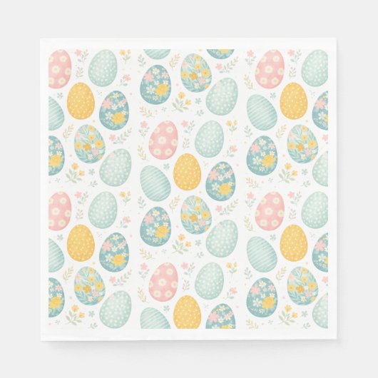 Pastel Easter Eggs Floral Pattern - Cute Spring  Servet (Voorkant)