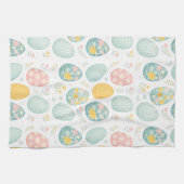 Pastel Easter Eggs Floral Pattern - Cute Spring  Theedoek (Horizontaal)
