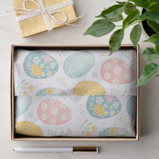 Pastel Easter Eggs Floral Pattern - Cute Spring Tissuepapier (Geschenk)