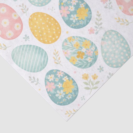 Pastel Easter Eggs Floral Pattern - Cute Spring  Tissuepapier (Detail)