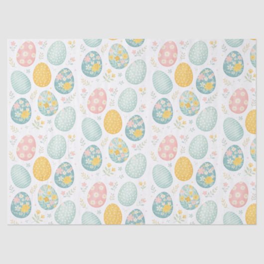 Pastel Easter Eggs Floral Pattern - Cute Spring  Tissuepapier (Voorkant)
