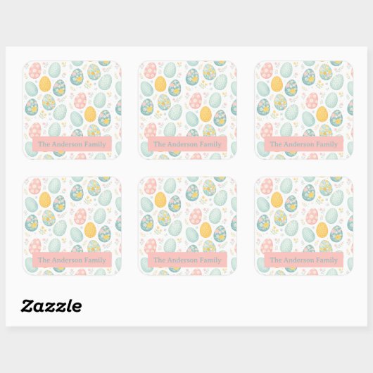 Pastel Easter Eggs Floral Pattern - Cute Spring Vierkante Sticker (Vel)