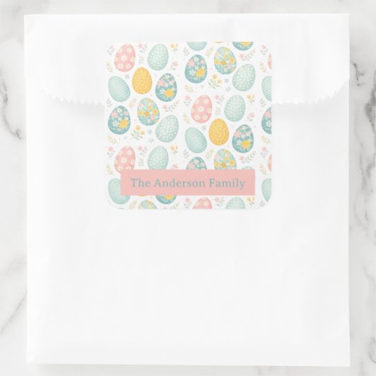Pastel Easter Eggs Floral Pattern - Cute Spring  Vierkante Sticker (Tas)