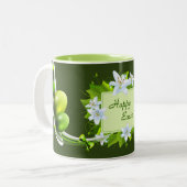 Pastel Easter Eggs - Groen Tweekleurige Koffiemok (Voorkant links)