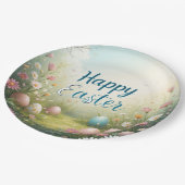 Pastel Easter Eggs in Spring Meadow Happy Easter Papieren Bordje (Gekanteld)