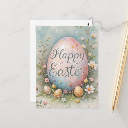 Pastel Easter Eggs zegeningen Briefkaart (Voorkant / Achterkant in situ)