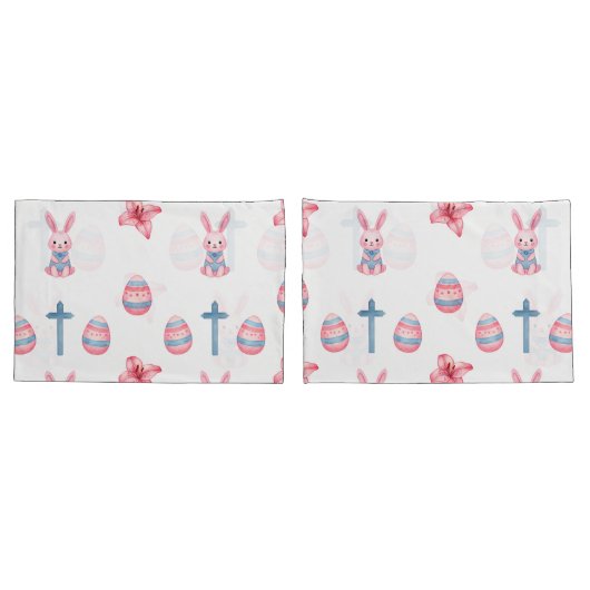 Pastel Easter Parade – Seamless Bunny Kussensloop (Achterkant-Set)