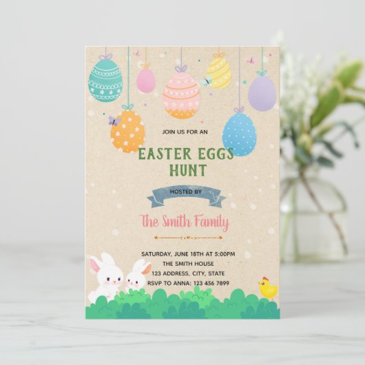 Pastel-easter-partijuitnodiging Bedankkaart (Staand voorkant)