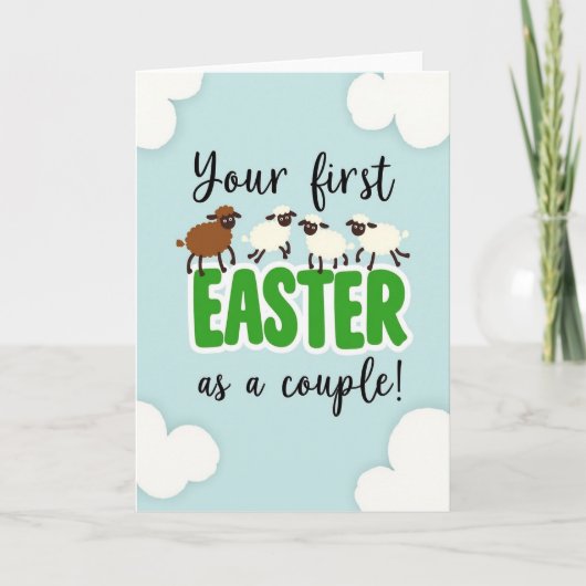 Pastel Easter Sheep Couple Card Kaart (Voorkant)