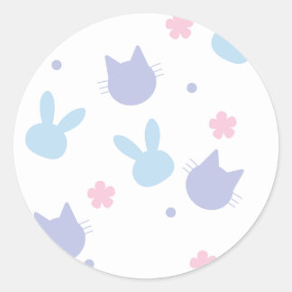 Pastel Easter Spring Pattern Ronde Sticker