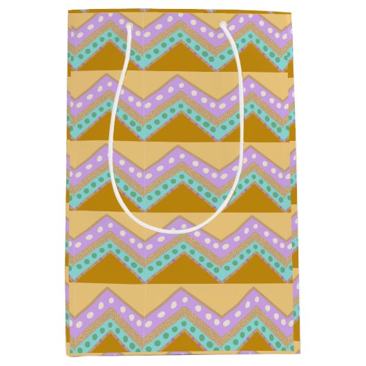 Pastel Easter Zig Zag Patroon Medium Cadeauzakje (Voorkant)