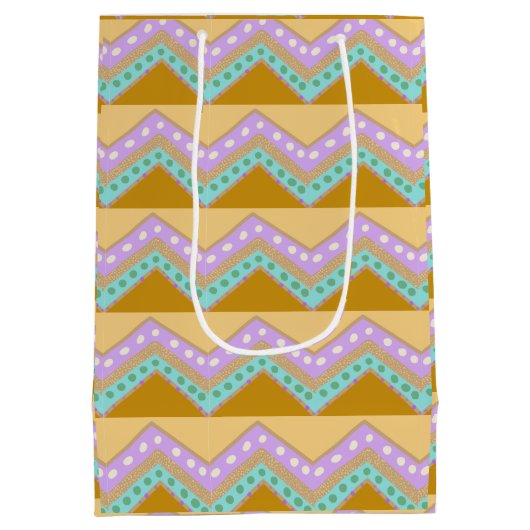 Pastel Easter Zig Zag Patroon Medium Cadeauzakje (Achterkant)