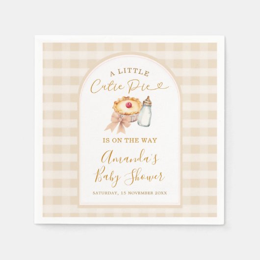 Pastel een beetje Cutie Pie Gingham Herfst Baby sh Servet (Voorkant)