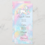 Pastel Eenhoorn Baby shower menu's (Voorkant / Achterkant)