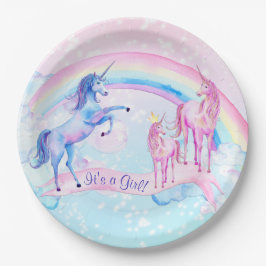 Pastel Eenhoorn Baby Shower Papieren Borden Bordje