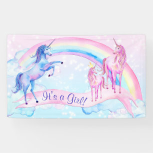 Pastel Eenhoorn Baby Shower Slagbanner Spandoek