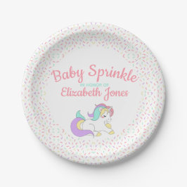 Pastel Eenhoorn Baby Sprinkle Papieren Bordje