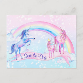 Pastel Eenhoorn Babyshower Save The Date-uitnodigi Briefkaart