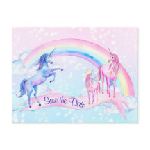 Pastel Eenhoorn Babyshower Save The Date-uitnodigi