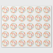 pastel eenhoorn, bloemenkrans inpakpapier (Vlak)