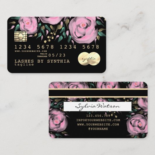 Pastel Eenhoorn Bloemenkrediet Kaart waterverf Visitekaartje (Voorkant / Achterkant)