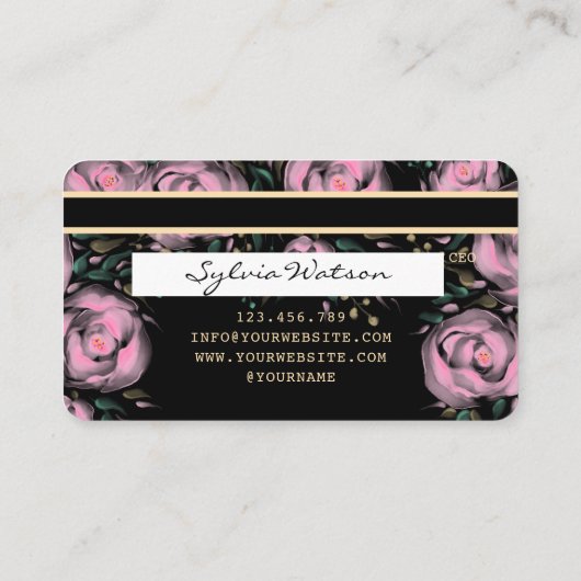 Pastel Eenhoorn Bloemenkrediet Kaart waterverf Visitekaartje (Achterkant)