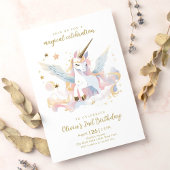 Pastel Eenhoorn en Regenboog Magische Verjaardag Kaart
