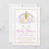 Pastel Eenhoorn Gezicht Regenboog Baby shower Uitn Kaart (Voorkant)