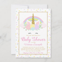 Pastel Eenhoorn Gezicht Regenboog Baby shower Uitn Kaart