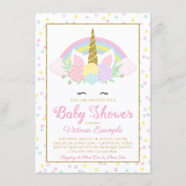 Pastel Eenhoorn Gezicht Regenboog Baby Shower Uitn Kaart