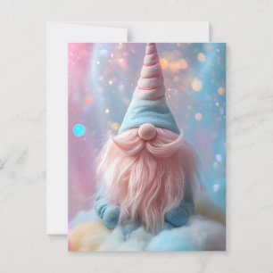 Pastel Eenhoorn Gnoom / Gonk met pluizige roze baa Briefkaart