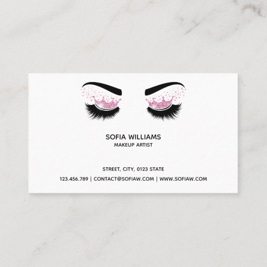 Pastel Eenhoorn hologram Make-up artist Crown Lash Visitekaartje (Achterkant)