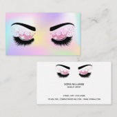 Pastel Eenhoorn hologram Make-up artist Crown Lash Visitekaartje (Voorkant / Achterkant)